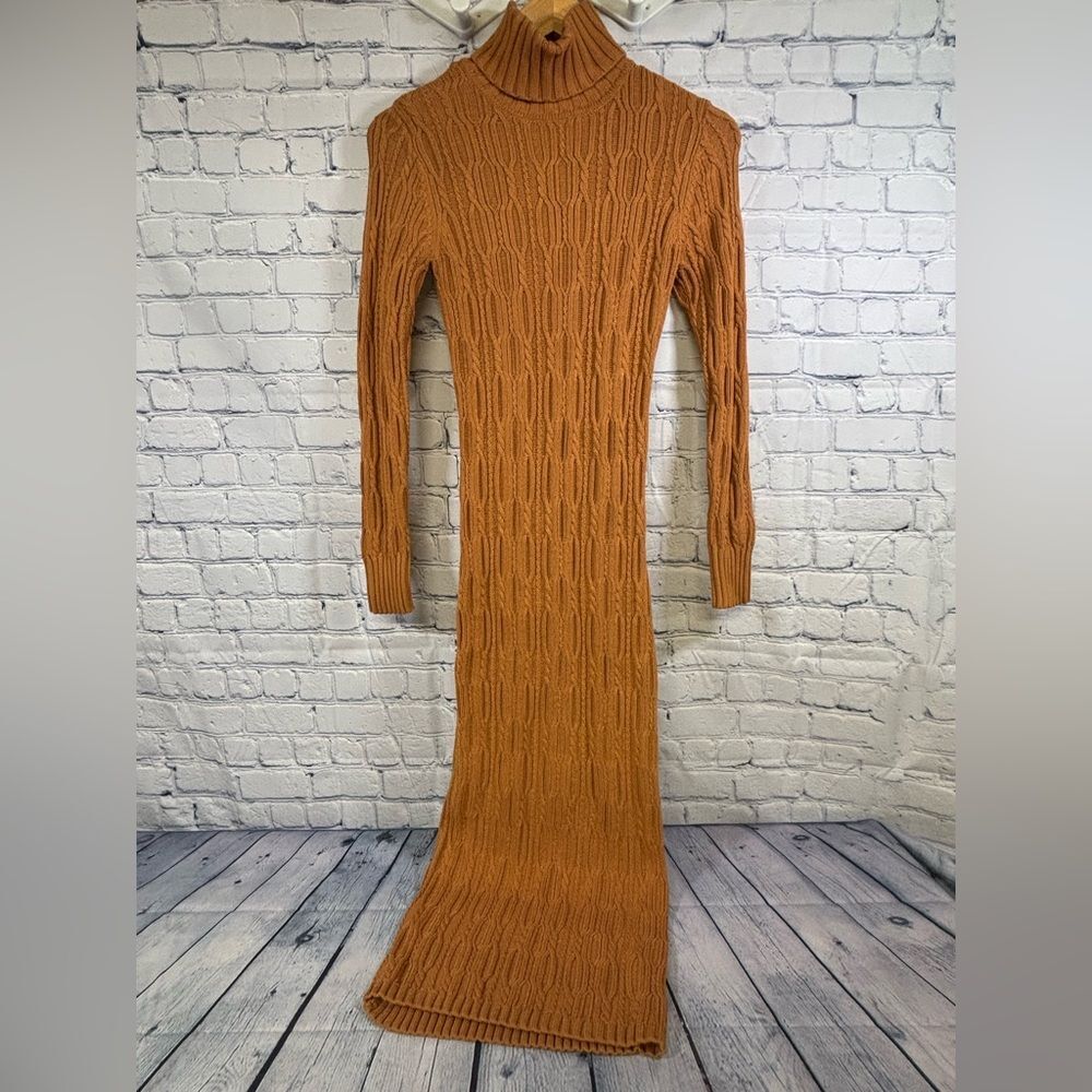NWT 525 American Caramel Born in Brooklyn Cozy Cable-knit Sweater Dress Size S